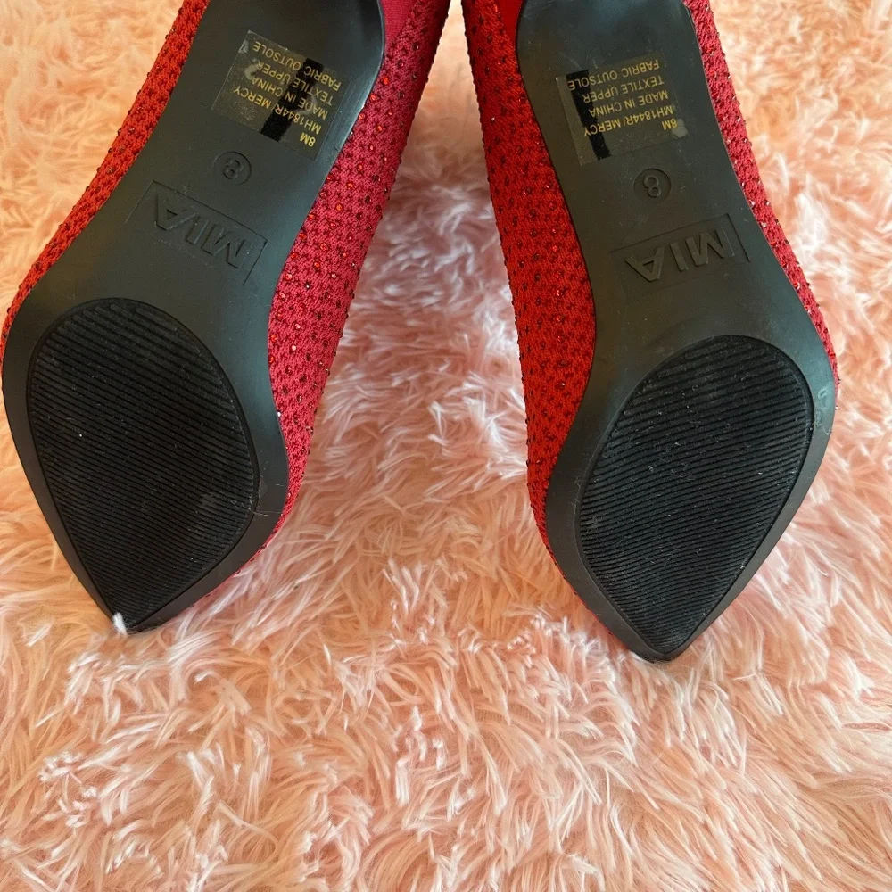 Women’s Red Glitter/Sparkle Booties - Picture 2 of 4